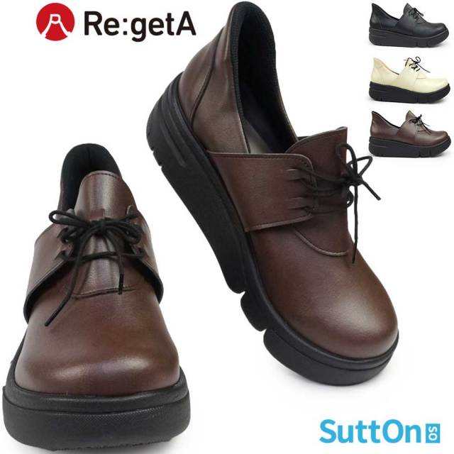 リゲッタ レディース シューズ スットオン 厚底 RE167 ハンズフリー 靴 レースアップ 軽量 履きやすい Regetta Re:getA