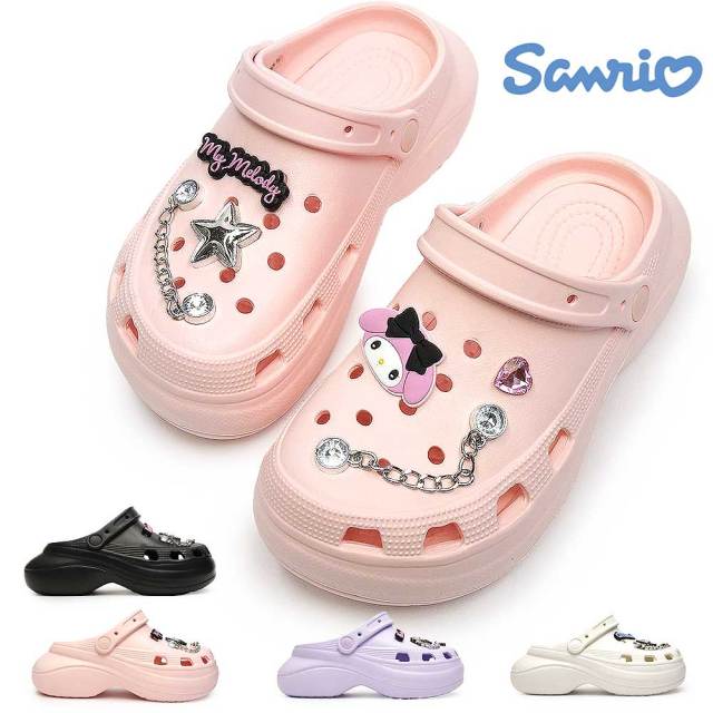 サンリオ レディースサンダル 厚底 ハローキティ マイメロディ クロミ シナモロール 軽量 2WAY バックストラップ sanrio