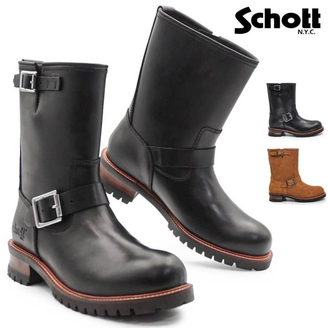 ショット エンジニア ブーツ メンズ レディース S28001 バイカー 本革 ライダース バックルブーツ アメカジ 26春夏新作 Schott Engineer boots