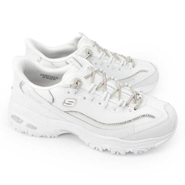 スケッチャーズ スリップインズ レディース 150728 ディーライツ メイン ステージ スニーカー スリッポン 26秋冬新作 SKECHERS DLITES MAIN STAGE/WSL（ホワイト／シルバー）