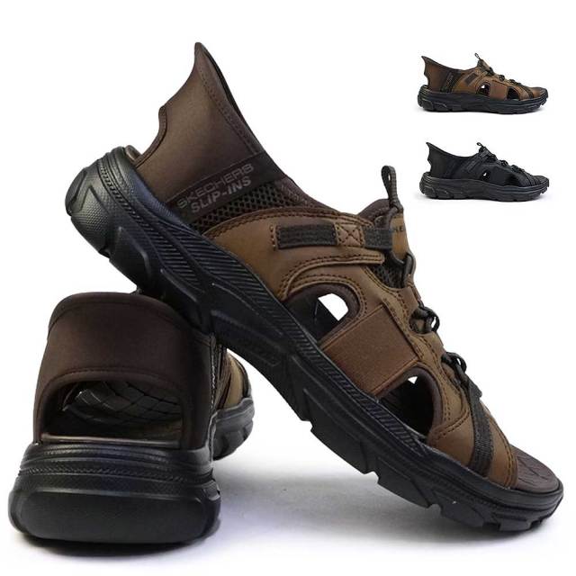 新品スケッチャーズ スリップインズ リボルテッドSS スポーツサンダル ブラウン SKECHERS スケッチャーズ スリップインズ リボルテッド SS