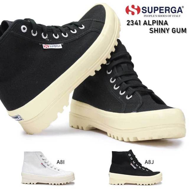 【サマーセール】スペルガ スニーカー レディース S111TCW 2341 ALPINA SHINY GUM 5cmソール ハイカット SUPERGA