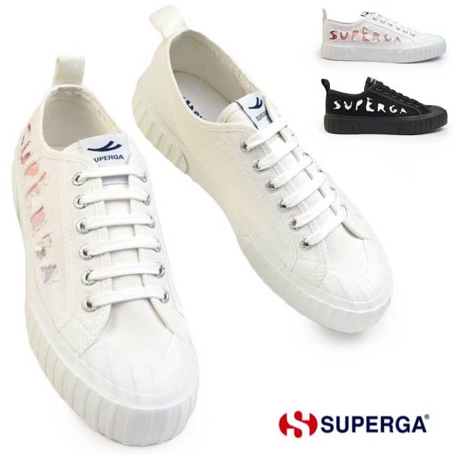 【決算セール】スペルガ スニーカー レディース 2630 ローカット S3138DW RIPPED LOGO コットン SUPERGA