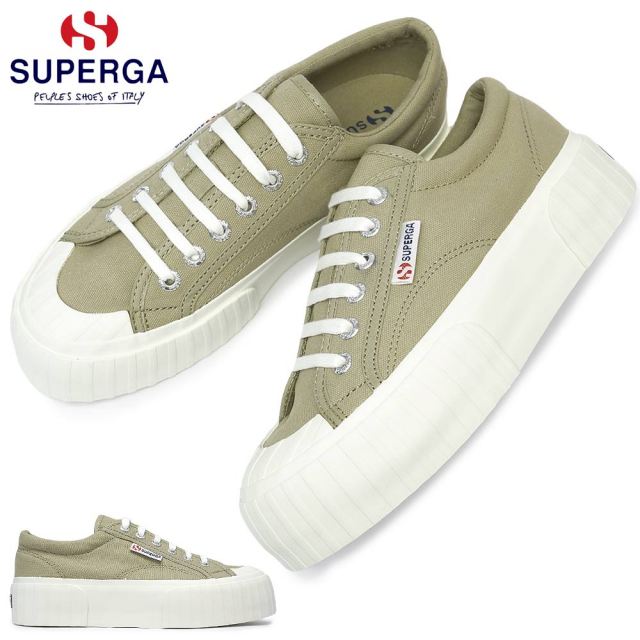 【決算セール】スペルガ スニーカー レディース S5111SW 2631 厚底 ローカット レースアップ SUPERGA STRIPE PLATFORM ACL