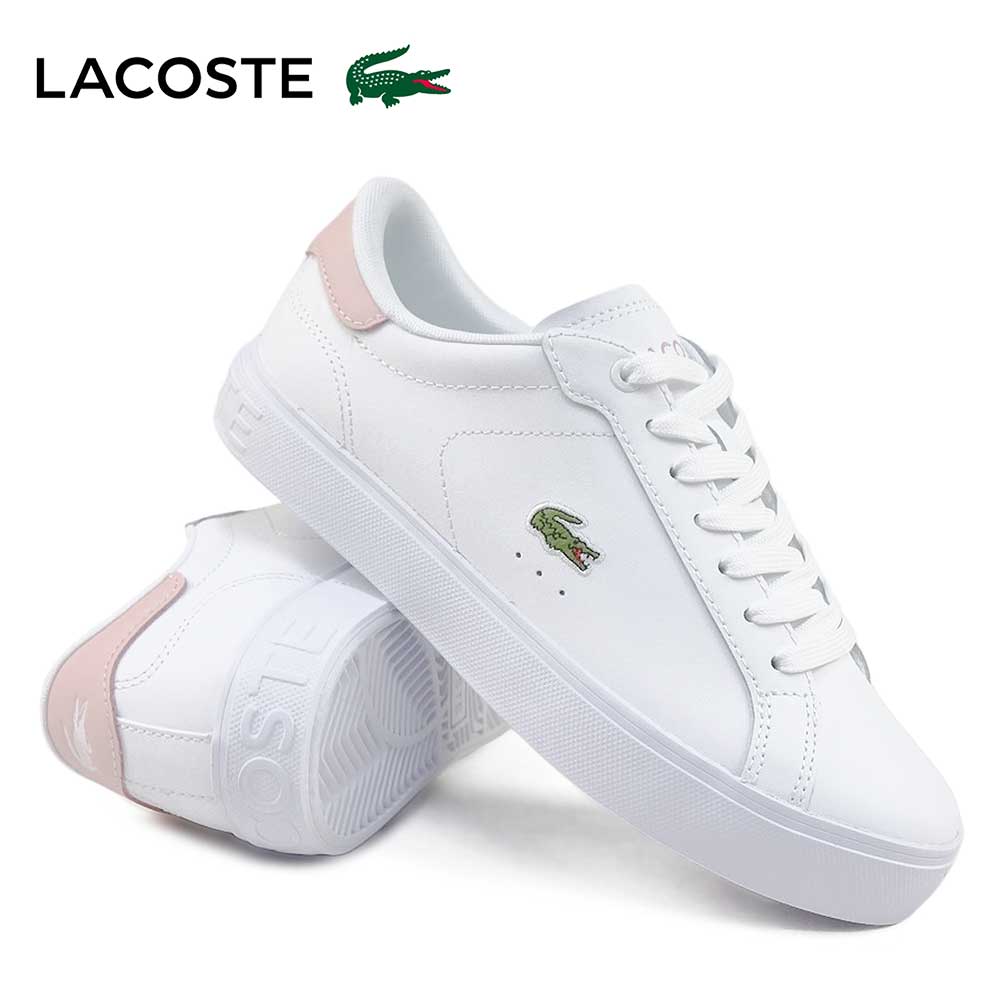 ラコステ スニーカー レディース 白 靴 レザー シューズ パワーコート GRPH 225 1 50SFA0155 25秋冬新作 LACOSTE POWERCOURT GRPH