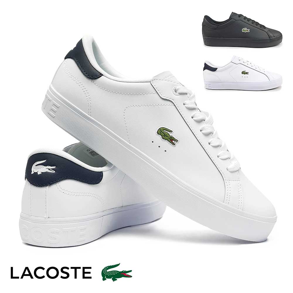 ラコステ メンズ スニーカー 白 黒 レザースニーカー パワーコート GRPH 225 1 SMA 50SMA0152 LACOSTE POWERCOURT25秋冬新作