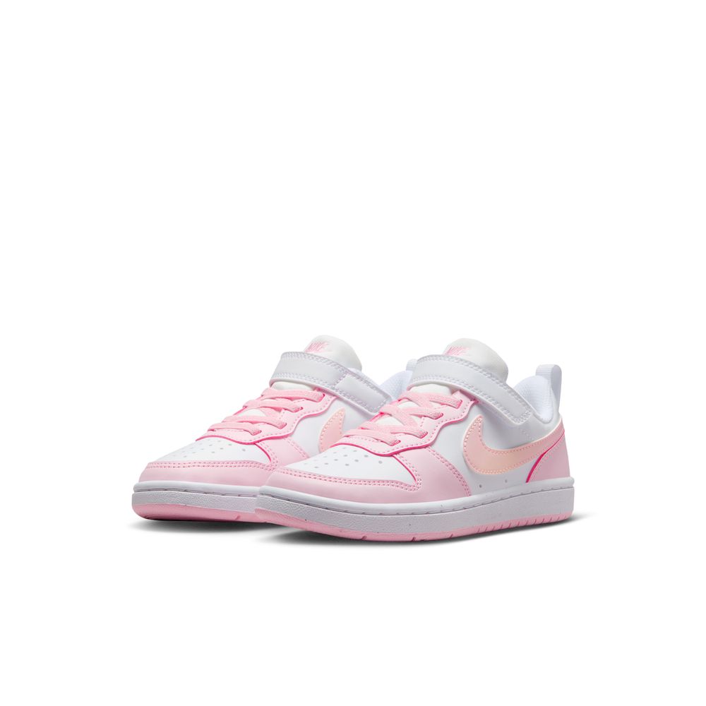 ナイキ キッズ スニーカー コート ボロー LOW リクラフト PS DV5457-105 ホワイト ピンク NIKE COURT BOROUGH LOW RECRAFT