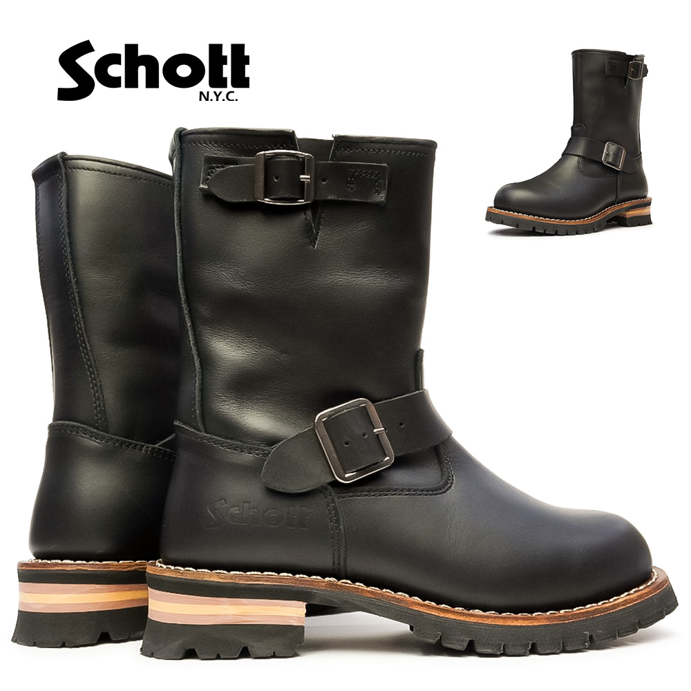 【年末大感謝祭】ショット メンズ エンジニアブーツ S23001 本革 メンズブーツ ロングブーツ バイカー ライダー Schott 