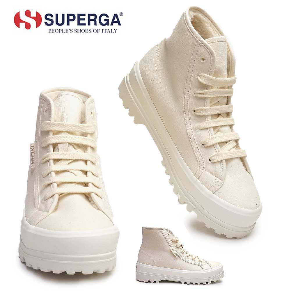 【ウィンターセール】スペルガ スニーカー ブーツ 厚底 ファー レディース S5114ZW 2341 アルピナ オーガニック C エコ ファー キャンバス コットン オーガニック 2341ALPINA ORGANIC C ECO-FUR_BEIGE RAW