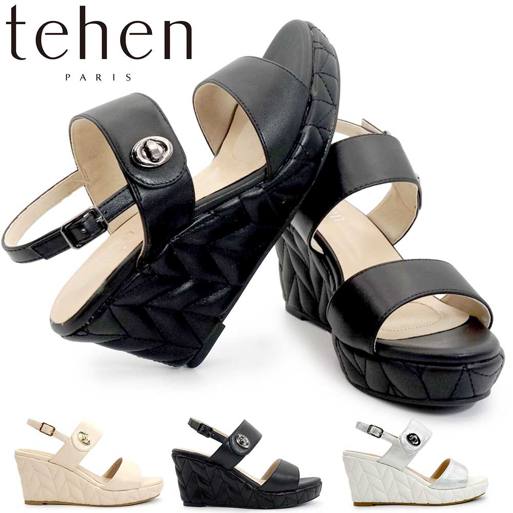 テーン レディース サンダル ミュール TN1808 ウエッジソール 軽量 キルティング 美脚 きれいめ 大人カジュアル 26春夏新作 tehen 