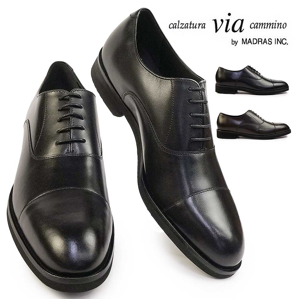 【ブラックフライデー】ヴィア カミーノ by マドラス ビジネスシューズ ストレートチップ VC7001 レザー メンズ 紳士靴 本革 内羽根 冠婚葬祭 MADRAS via cammino 