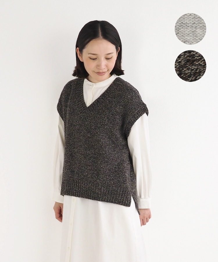 nofl カラー杢Vネックベスト