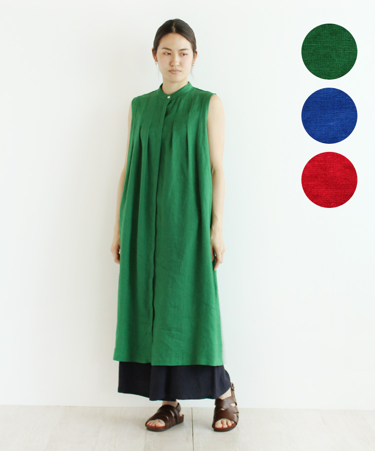 Nofl リトアニアリネン前あきノースリーブワンピース ナチュラル服通販サイト Nofl