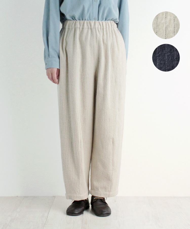 nofl コットンウールストライプボリュームパンツ