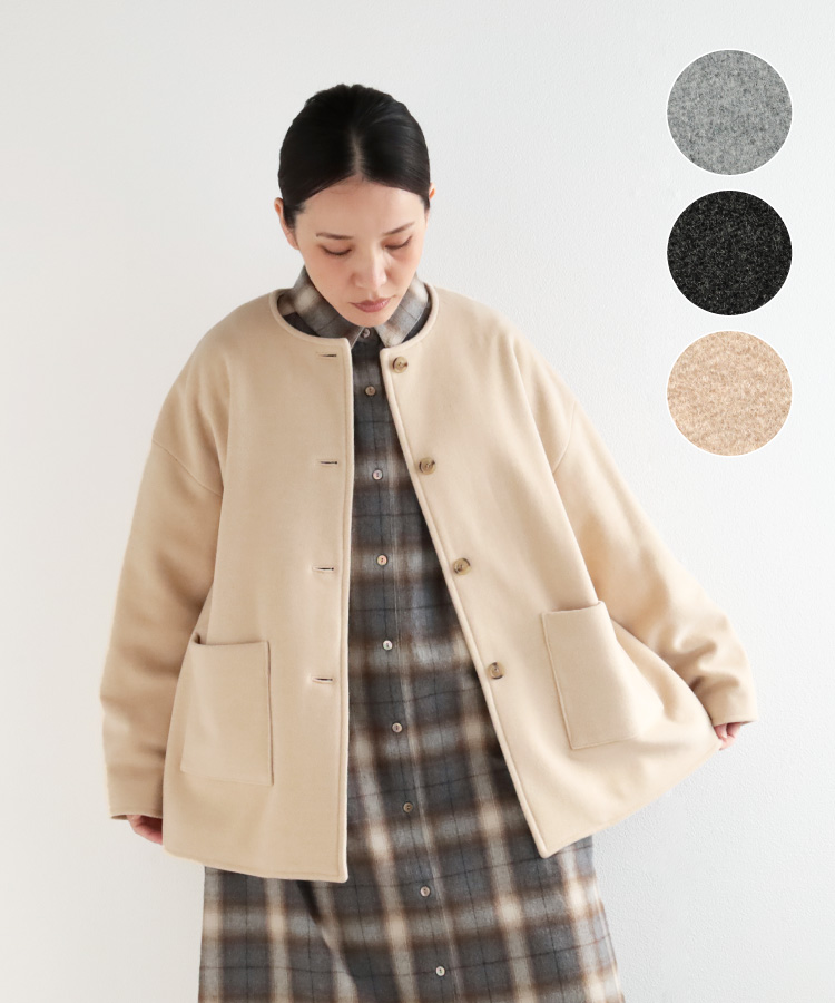 nofl アンゴラ混スエードノーカラージャケット