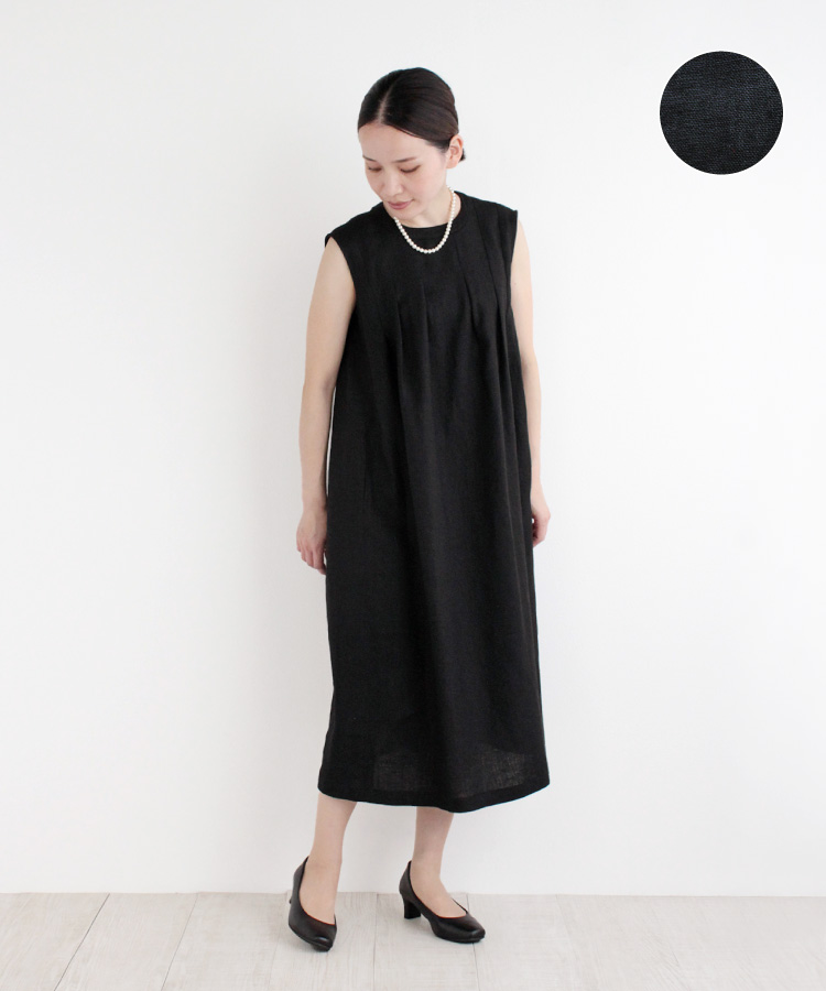 nofl リトアニアリネンタックノースリーブワンピース