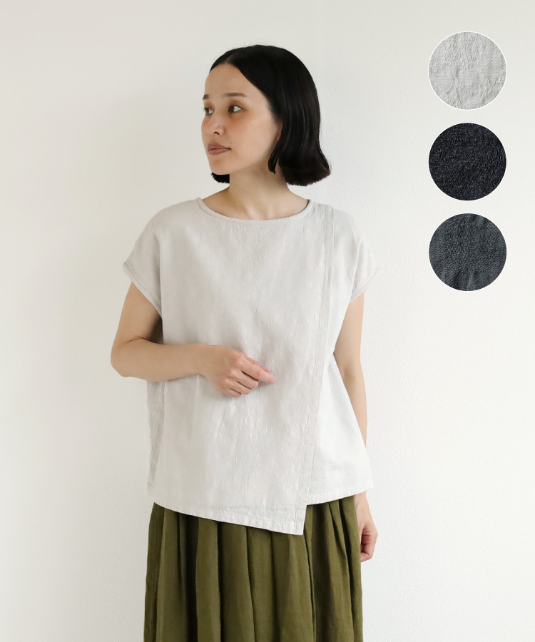 nofl コットンリネンジャガードノースリーブブラウス