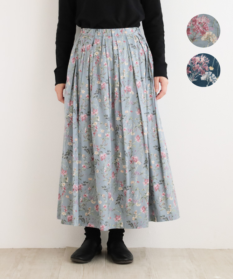 nofl コットンレーヨンウールボタニカルタックスカート