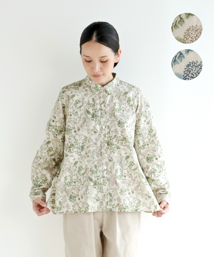 【nofl】ビエラ起毛糸目花ちび襟ブラウス