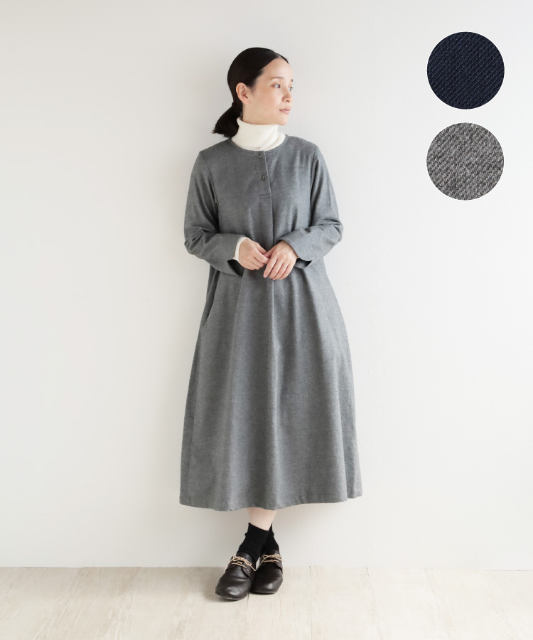 【nofl】甘撚りビエラワンピース