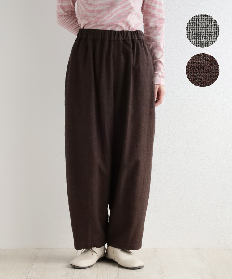 nofl コットンウール千鳥柄ボリュームパンツ