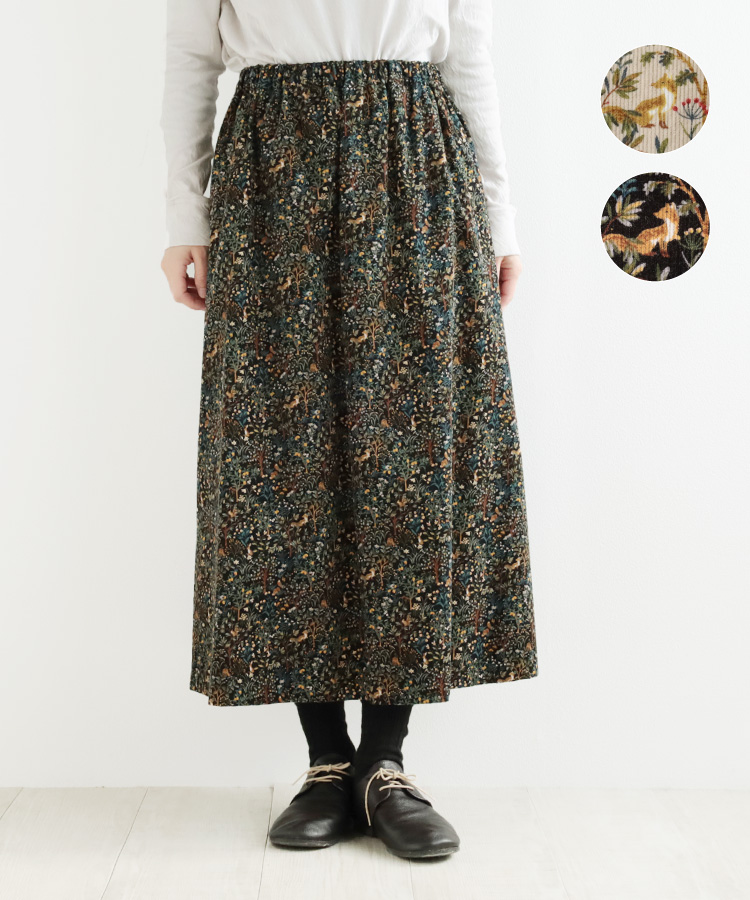 nofl コーデュロイforest柄Aラインスカート