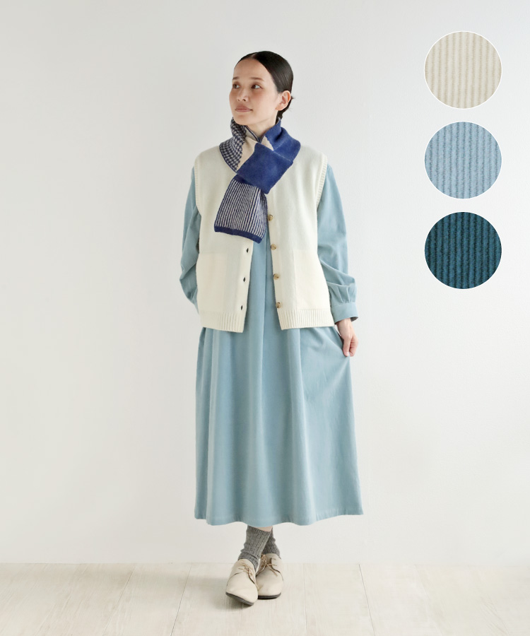 nofl 荒炊きコーデュロイタックワンピース