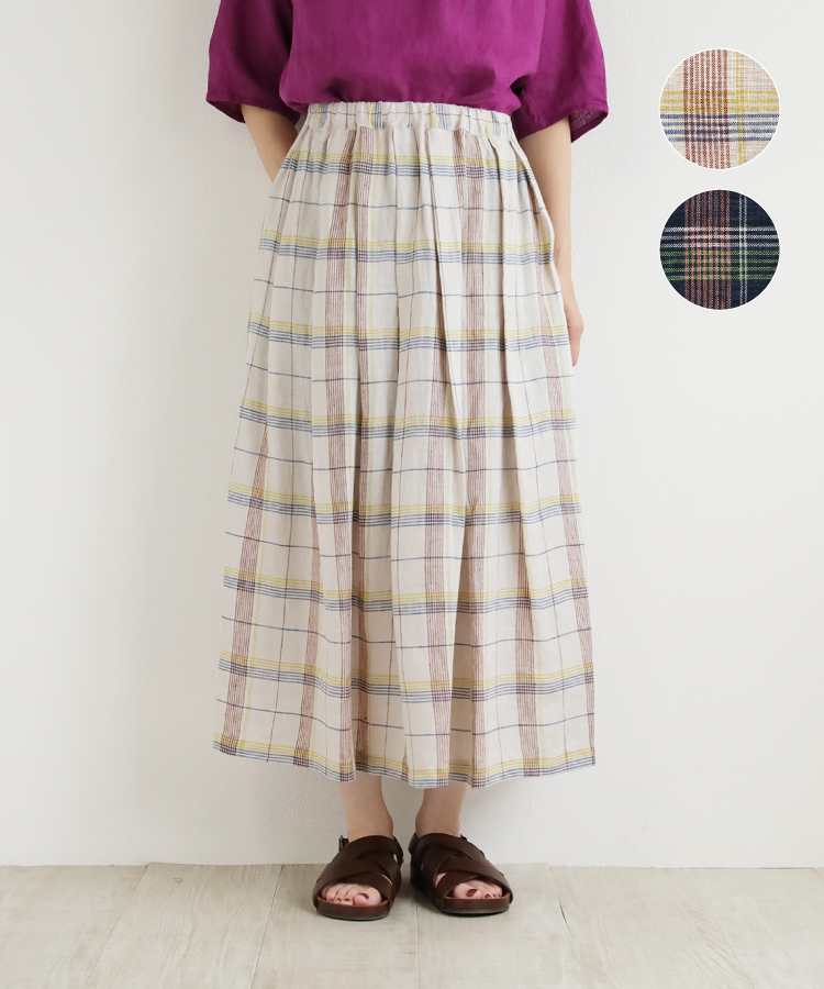 nofl リネンチェックタックスカート