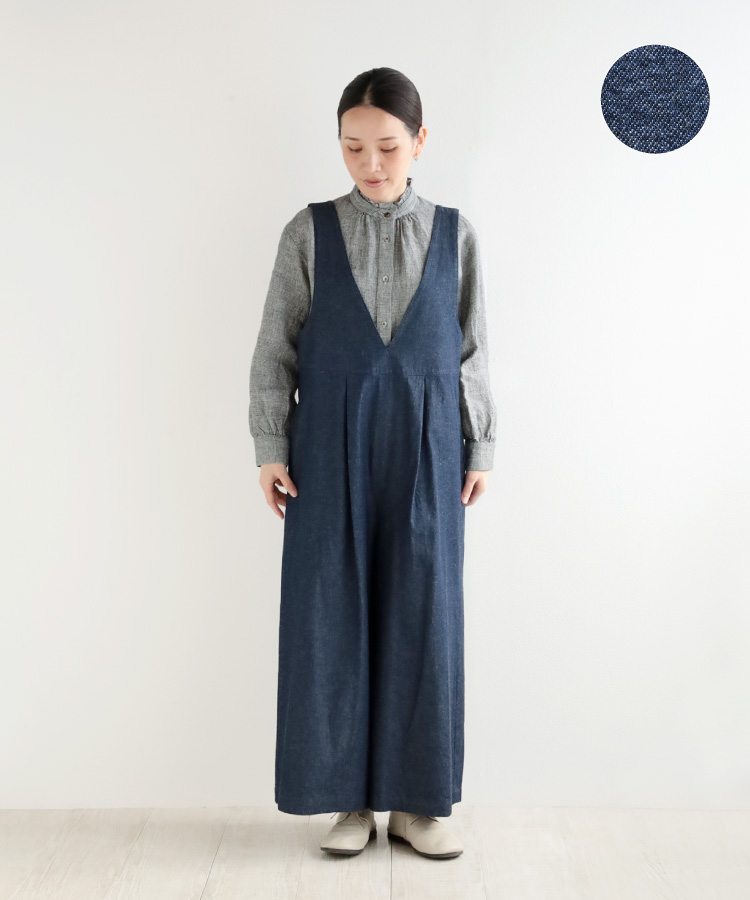 nofl コットンデニムサロペット