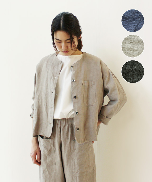 Yarra ポケット付きリネンジャケット ナチュラル服通販サイト Nofl