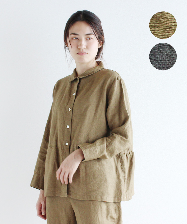 【mur-mur ntr】リネンバックギャザー切替シャツジャケット