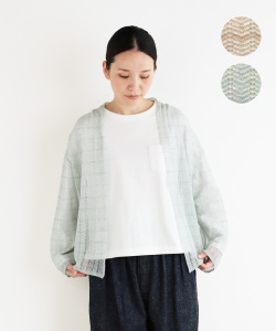 nofl リネンクロス透かし柄カーディガン