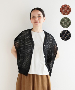 noflギマコットン透かし柄カーディガン