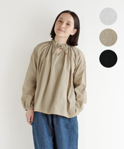 nofl コットンツイル天日干しギャザーブラウス