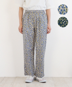 【nofl】綿麻シーチング花柄イージーパンツ