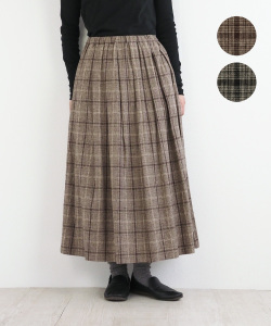 nofl コットンリネンチェックタックスカート
