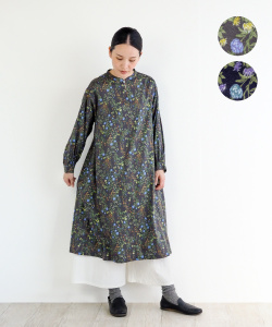 【nofl】コットンレーヨンウールボタニカルワンピース