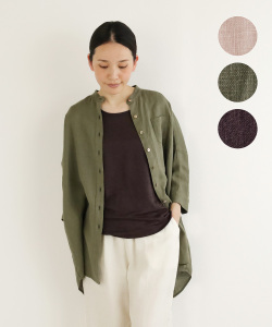 nofl フレンチリネンスタンドカラービッグシャツ