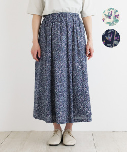 nofl コットン鳥と実プリントスカート