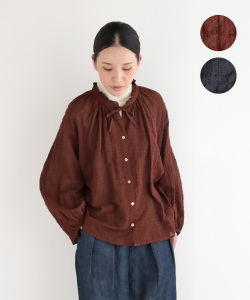 nofl コットンシャーリングギャザーブラウス