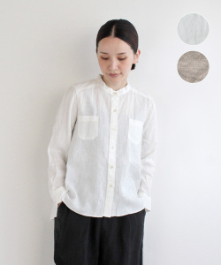 nofl リトアニアリネンスタンドカラーシャツ