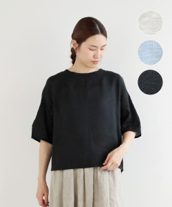 nofl フレンチリネン刺繍スリーブブラウス