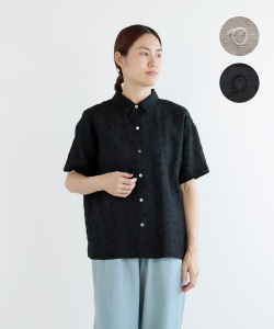 nofl リネンしらたま刺繍襟付きブラウス