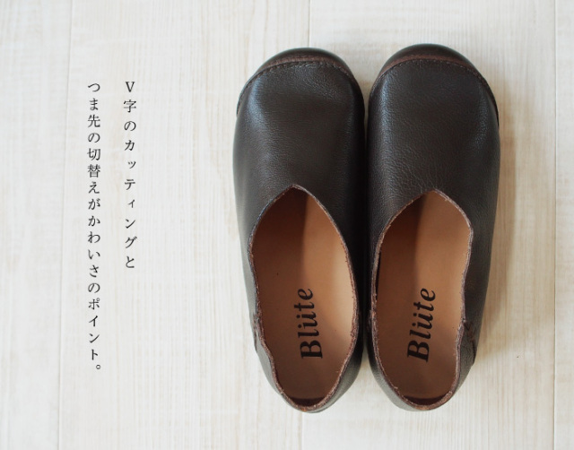 bluteレザースリッポンシューズ