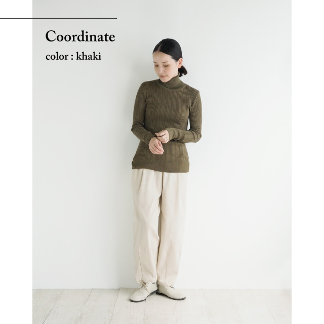 nofl】オーガニックコットンランダムリブタートルネックプルオーバー