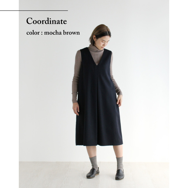 nofl】オーガニックコットンランダムリブタートルネックプルオーバー