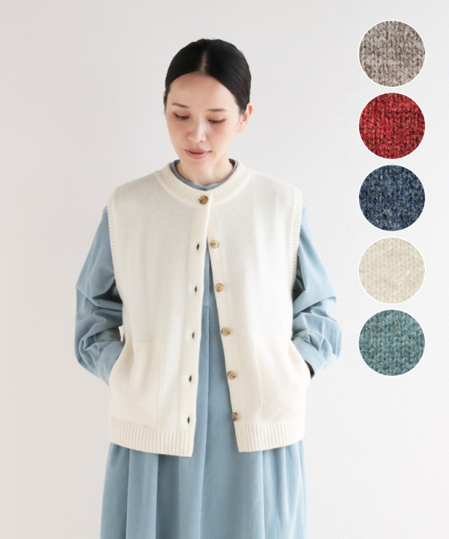 nofl】ウールニット前あきクルーネックポケット付きベスト 644003870