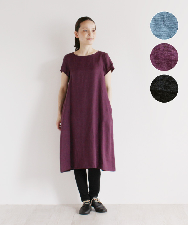 Nofl リトアニアリネン半袖ショート丈ワンピース ナチュラル服通販サイト Nofl