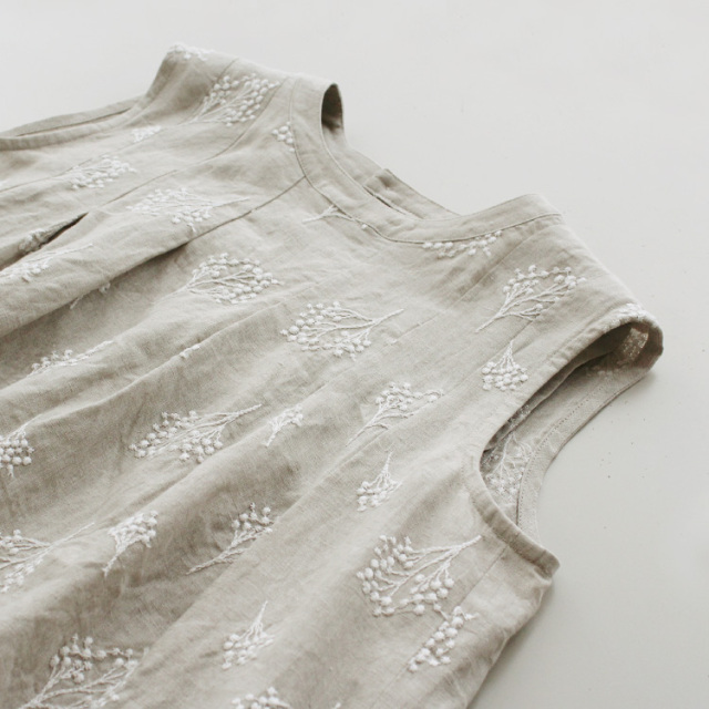 nofl】リネン刺繍ノースリーブワンピース 644205660