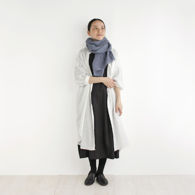 nofl】リトアニアリネン薄手ロングシャツワンピース 644208540  